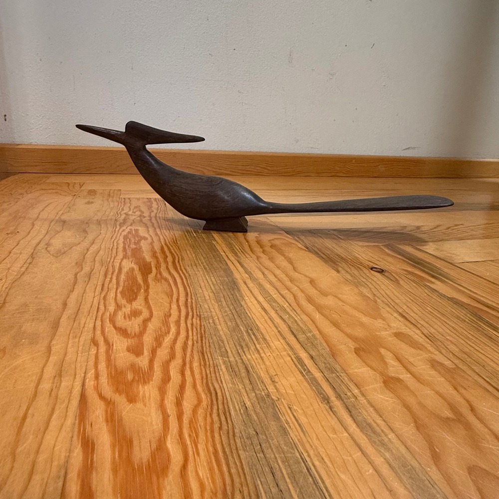 Vintage 70s Wooden Mid Century Modern Decor Folk Art Bird Carving Sculpture - Picture 6 of 13